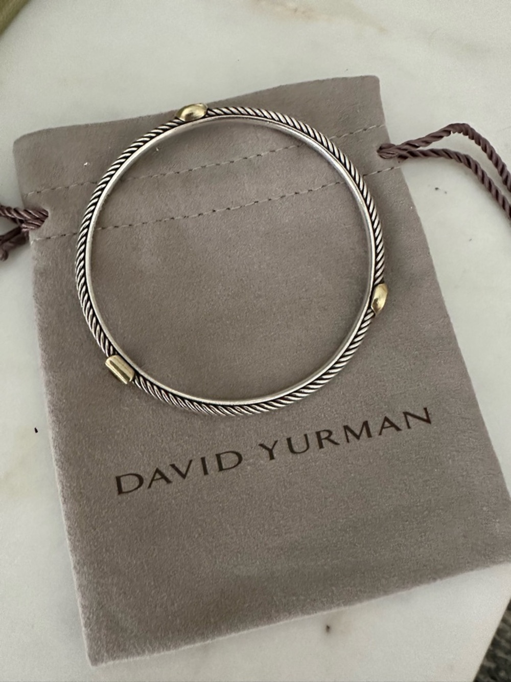 David Yurman Cable Bangle in Silver with Citrine Accents